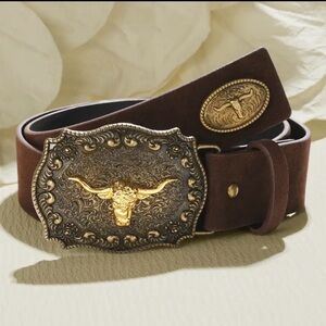 Cowboy Brown Belt with Gold Buckle